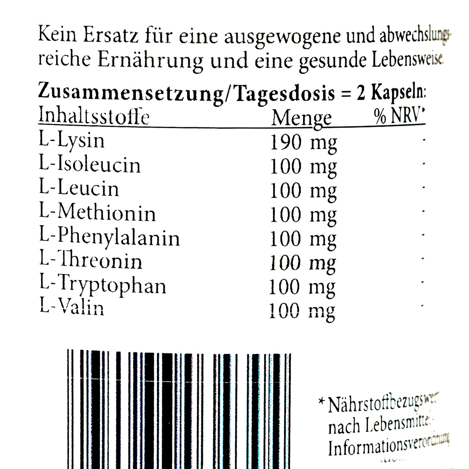 essential amino acids capsules