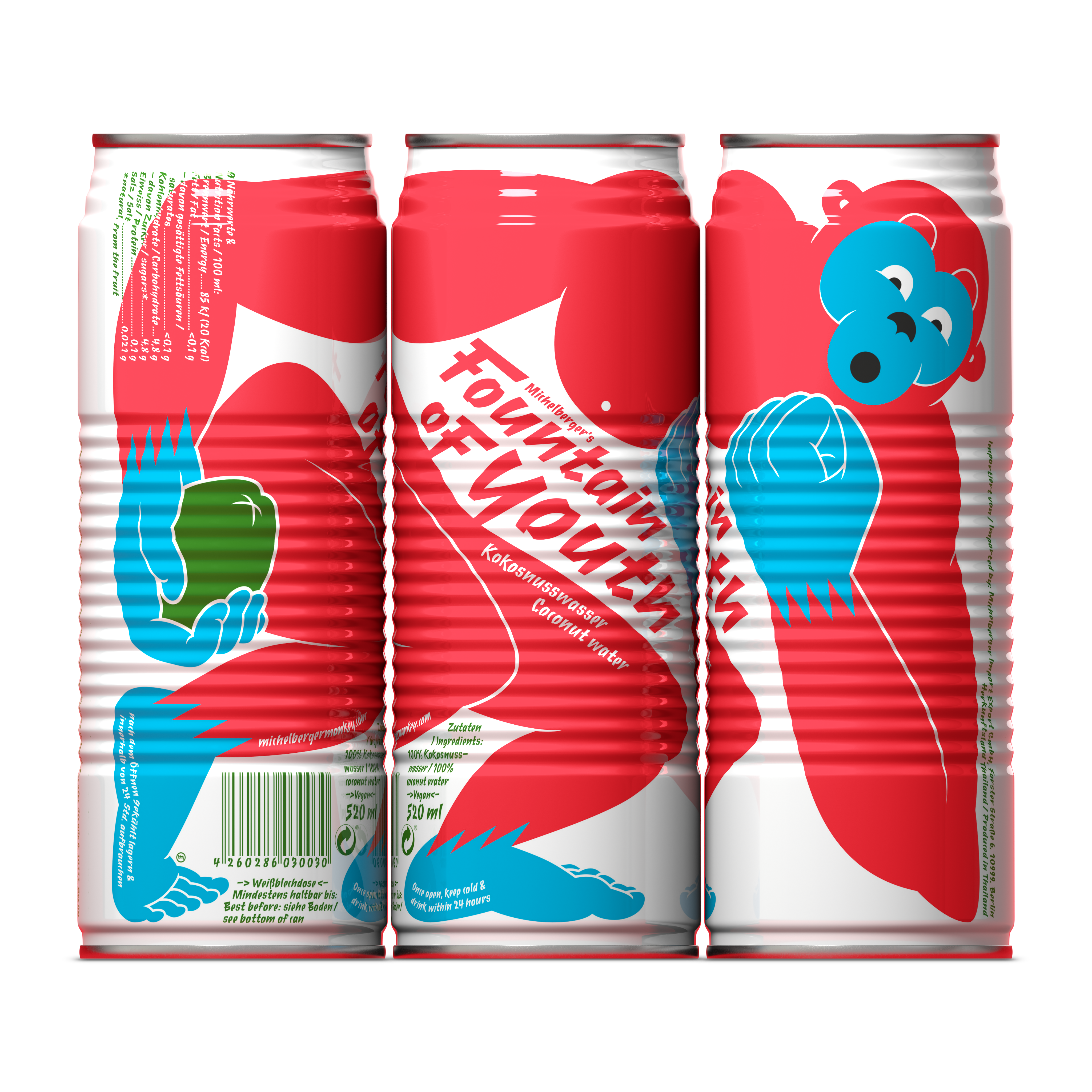 Natürliches Kokoswasser - Fountain of Youth Dose mit bunter Grafik, 250 ml. 100 % natürliches Kokoswasser.
