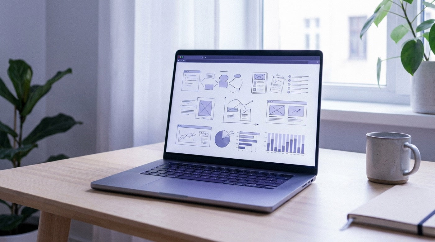 Laptop showing a lab report evaluation on screen