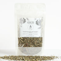 Natural breathing tea in its packaging, with a herbal blend for soothing, easier breathing.
