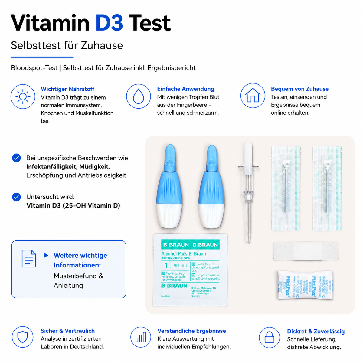 Vitamin D3 Test | Vitamin D3 Selbsttest für Zuhause inkl. Ergebnisbericht