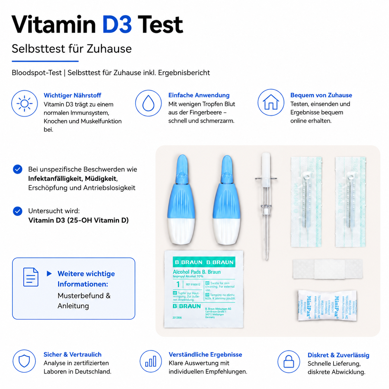 Vitamin D3 Test | Vitamin D3 Selbsttest für Zuhause inkl. Ergebnisbericht – Abbildung 1 von 3