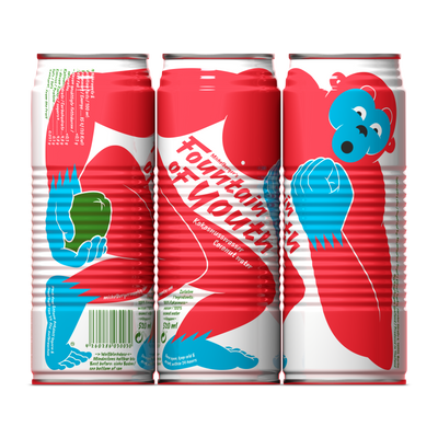 Natürliches Kokoswasser - Fountain of Youth Dose mit bunter Grafik, 250 ml. 100 % natürliches Kokoswasser.
