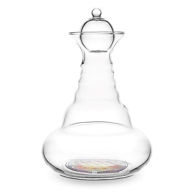 Vital water carafe with Flower of Life - clear glass carafe with a colourful base design