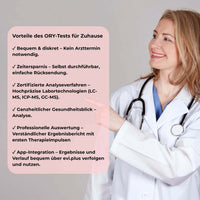 Vorteile des ORY-Tests für Zuhause, wie Bequemlichkeit und zertifizierte Analyseverfahren.